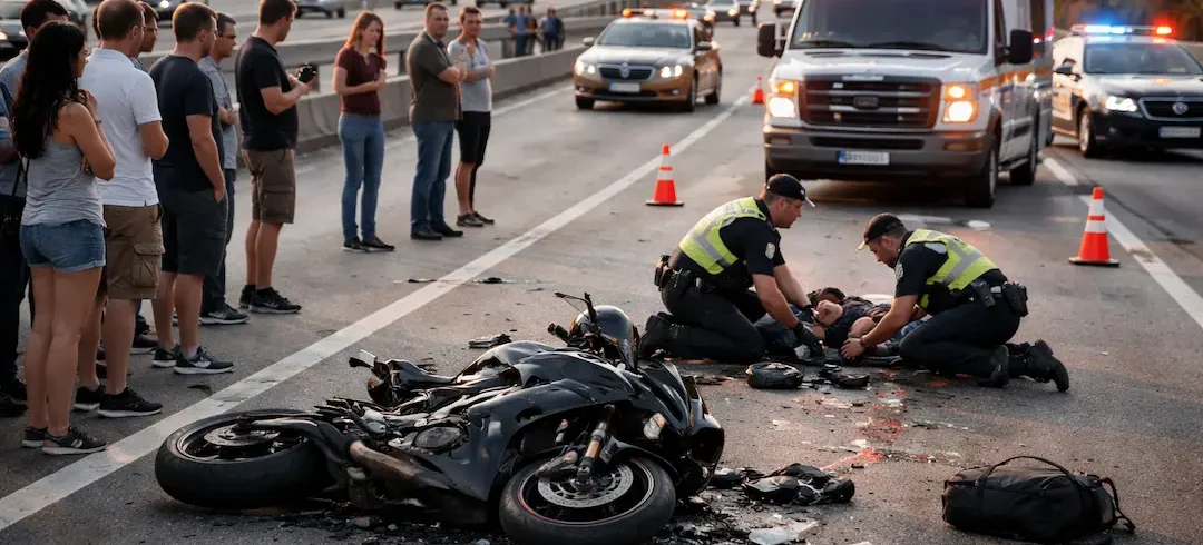 motorcycle accident with people wartching otorcycle Injury Lawyer