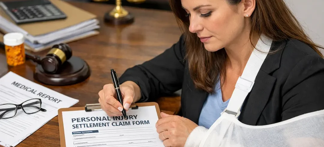 woman filling a claim writing on tha table an Orange County Personal Injury Lawyer