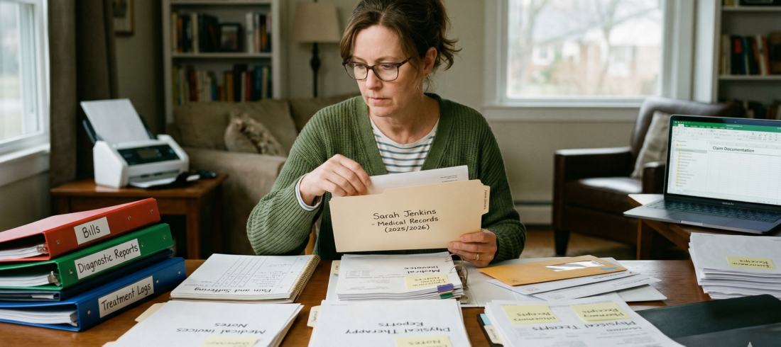 woman checking her records Medical Records to Settlement