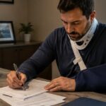 tnon764-1 Signing documents for a California uninsured motorist coverage claim